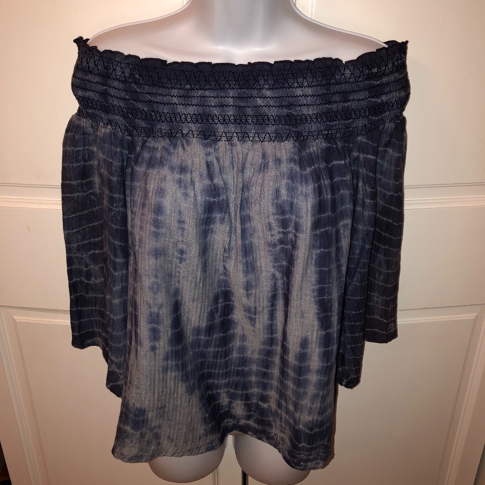 LOVESTITCH TIE DYE OFF SHOULDER SHIRT Medium NWT
